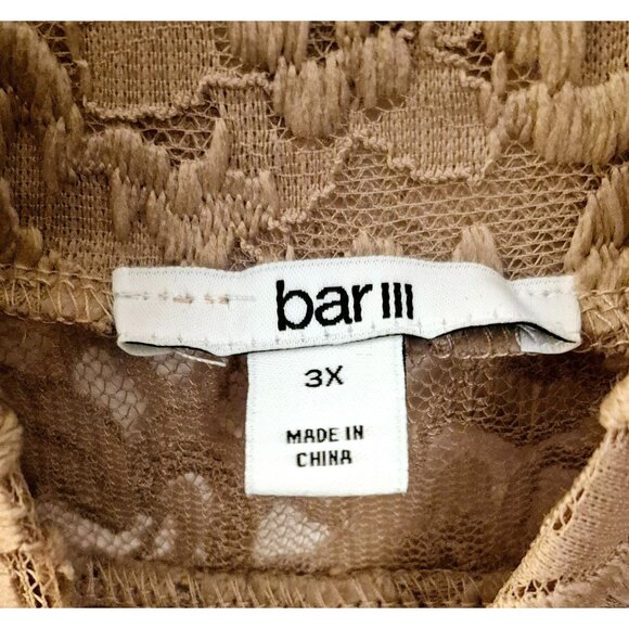 Bar III Tan Sheer Lace Long Sleeve Mock Neck Top Size 3X NWT - Picture 6 of 8